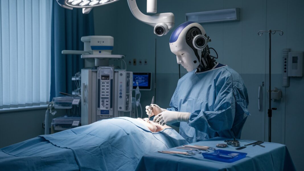 An AI robot performing surgery