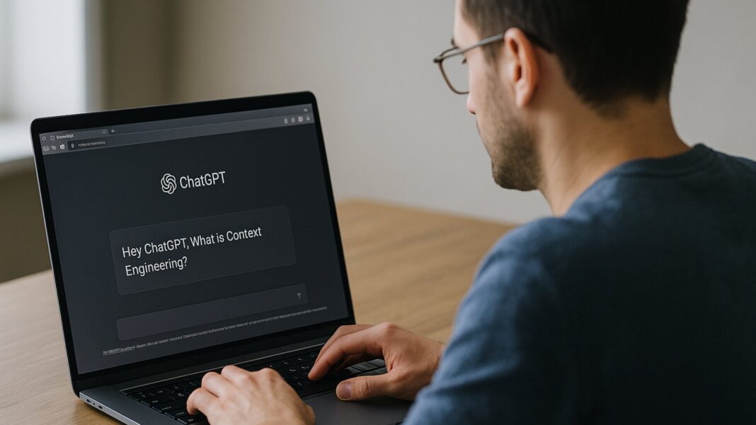Context Engineering Feature Person typing question about context engineering in ChatGPT