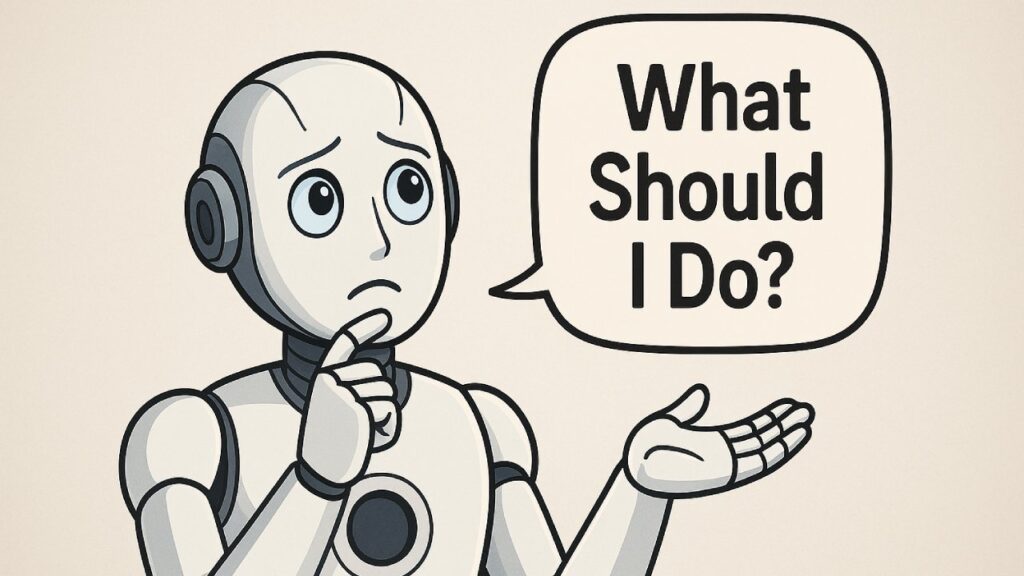 Confused robot asking what to do