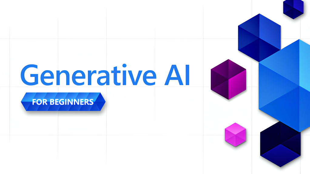 Graphic titled “Gen AI for Beginners” with 3D cubes