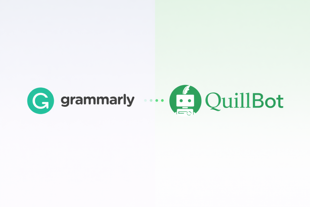 Grammarly and QuillBot logos representing AI writing assistants
